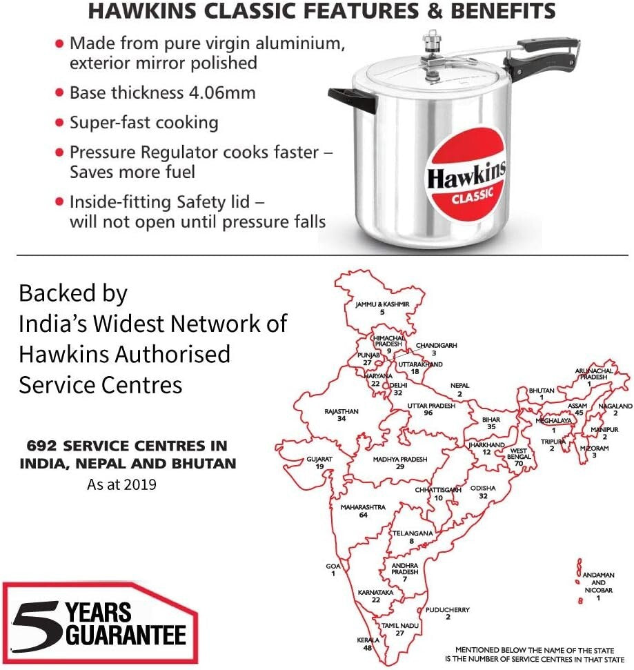Hawkins Classic Pressure Cooker, 12 Litre Capacity